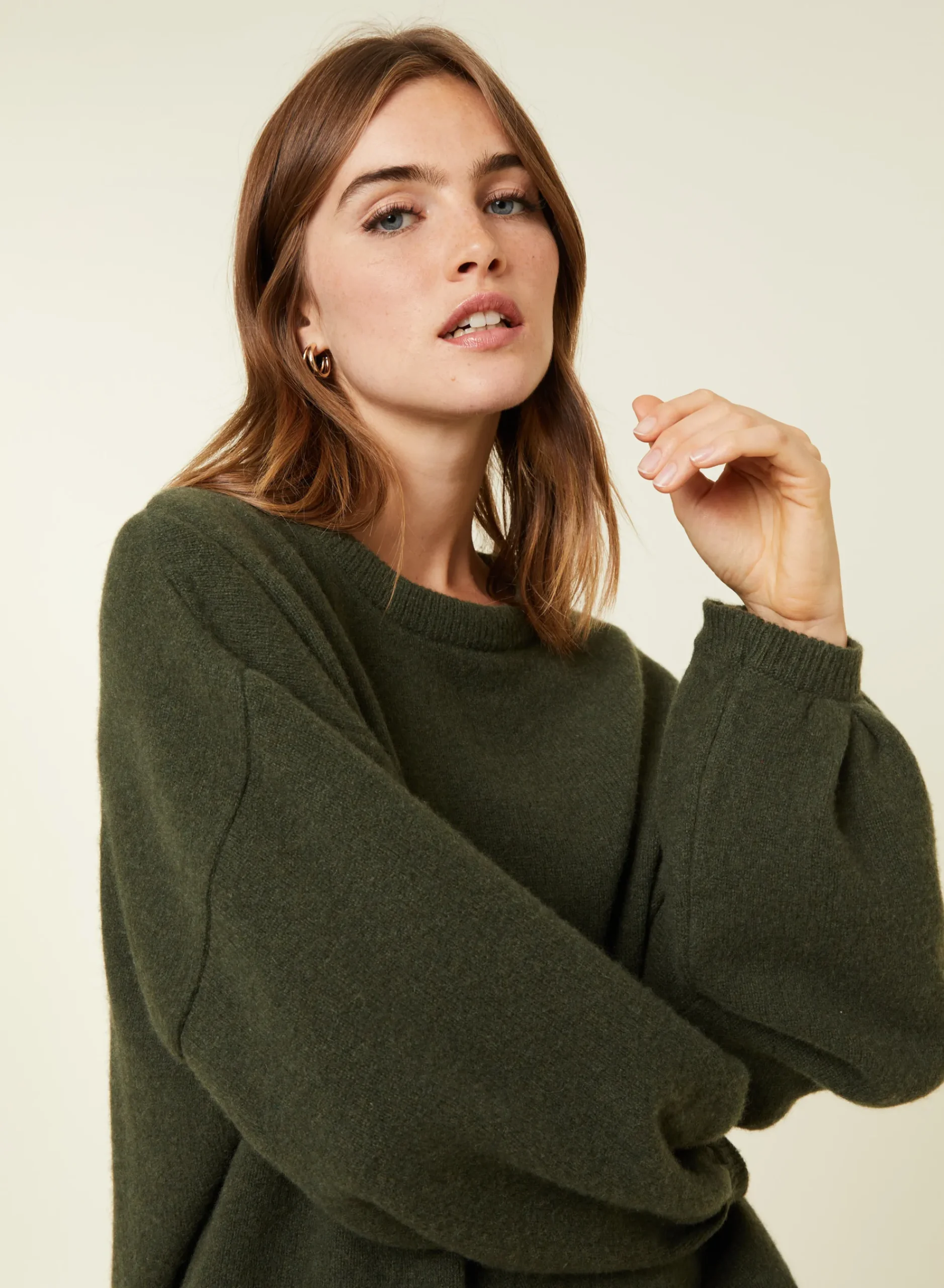 Maison Montagut Pull Col Rond Manches Ballon En Cachemire Melange - Lamara>Femme Pulls