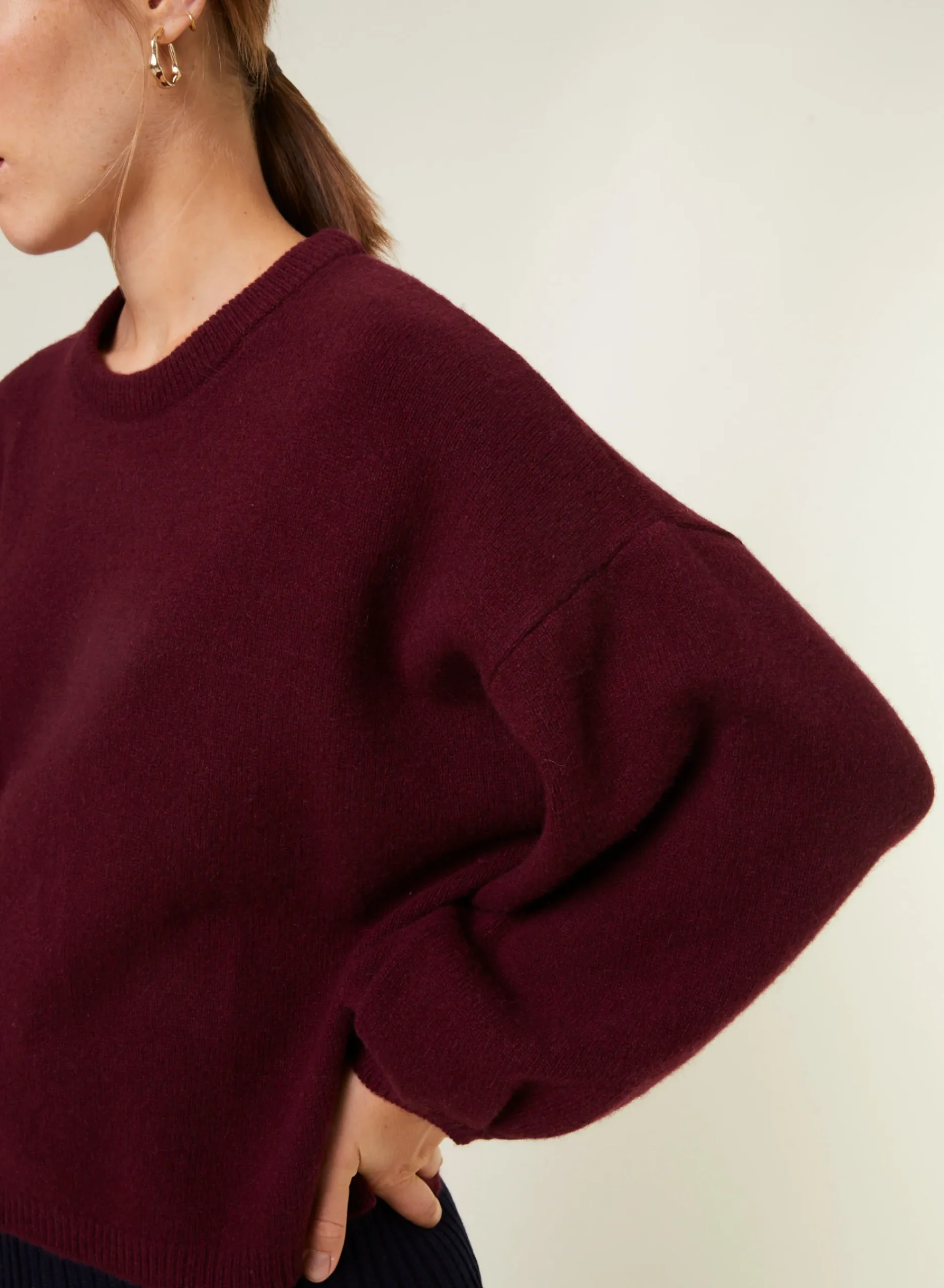 Maison Montagut Pull Col Rond Manches Ballon En Cachemire Melange - Lamara>Femme Pulls