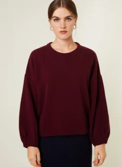 Maison Montagut Pull Col Rond Manches Ballon En Cachemire Melange - Lamara><noscript><img width=