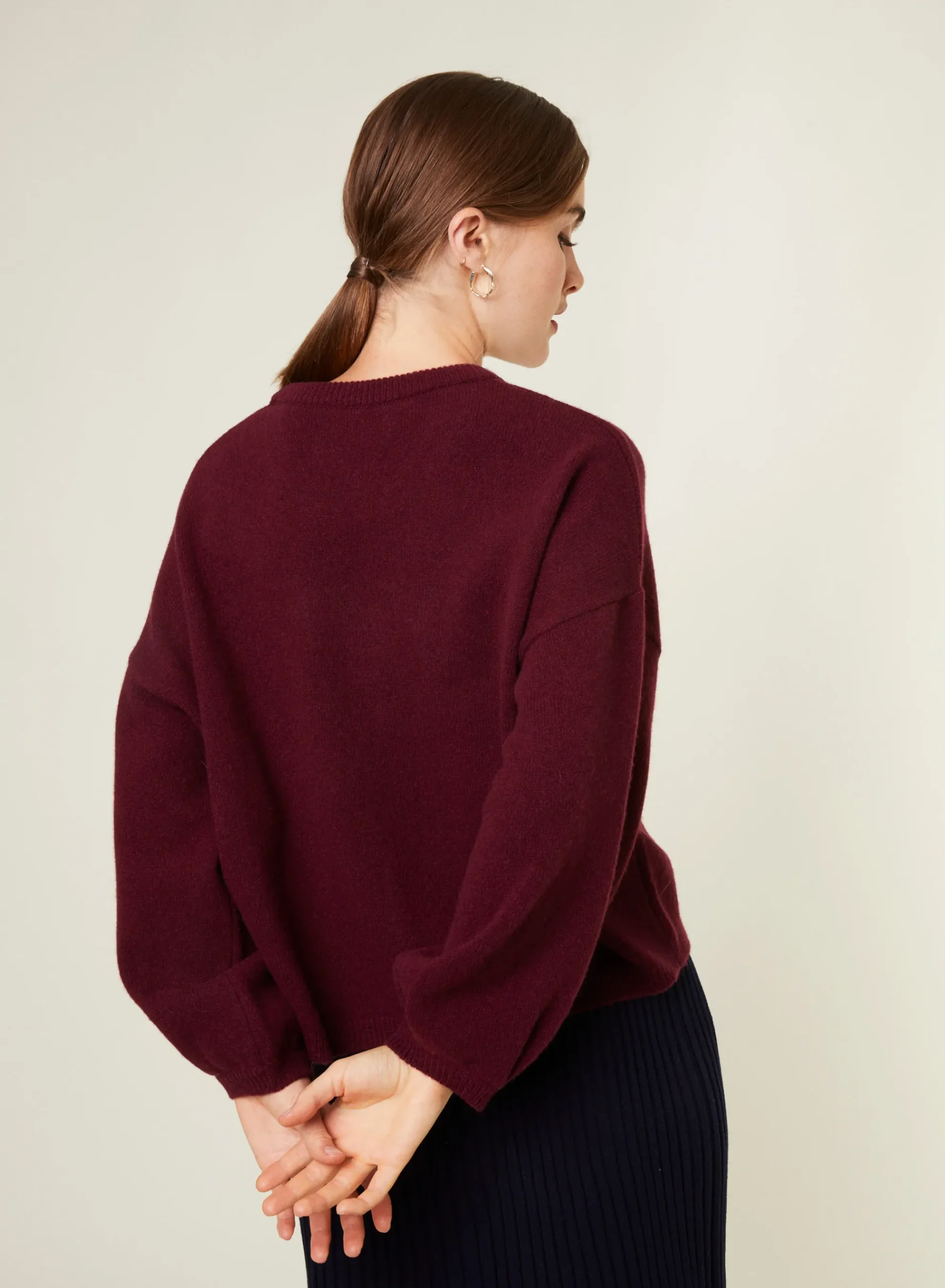 Maison Montagut Pull Col Rond Manches Ballon En Cachemire Melange - Lamara>Femme Pulls