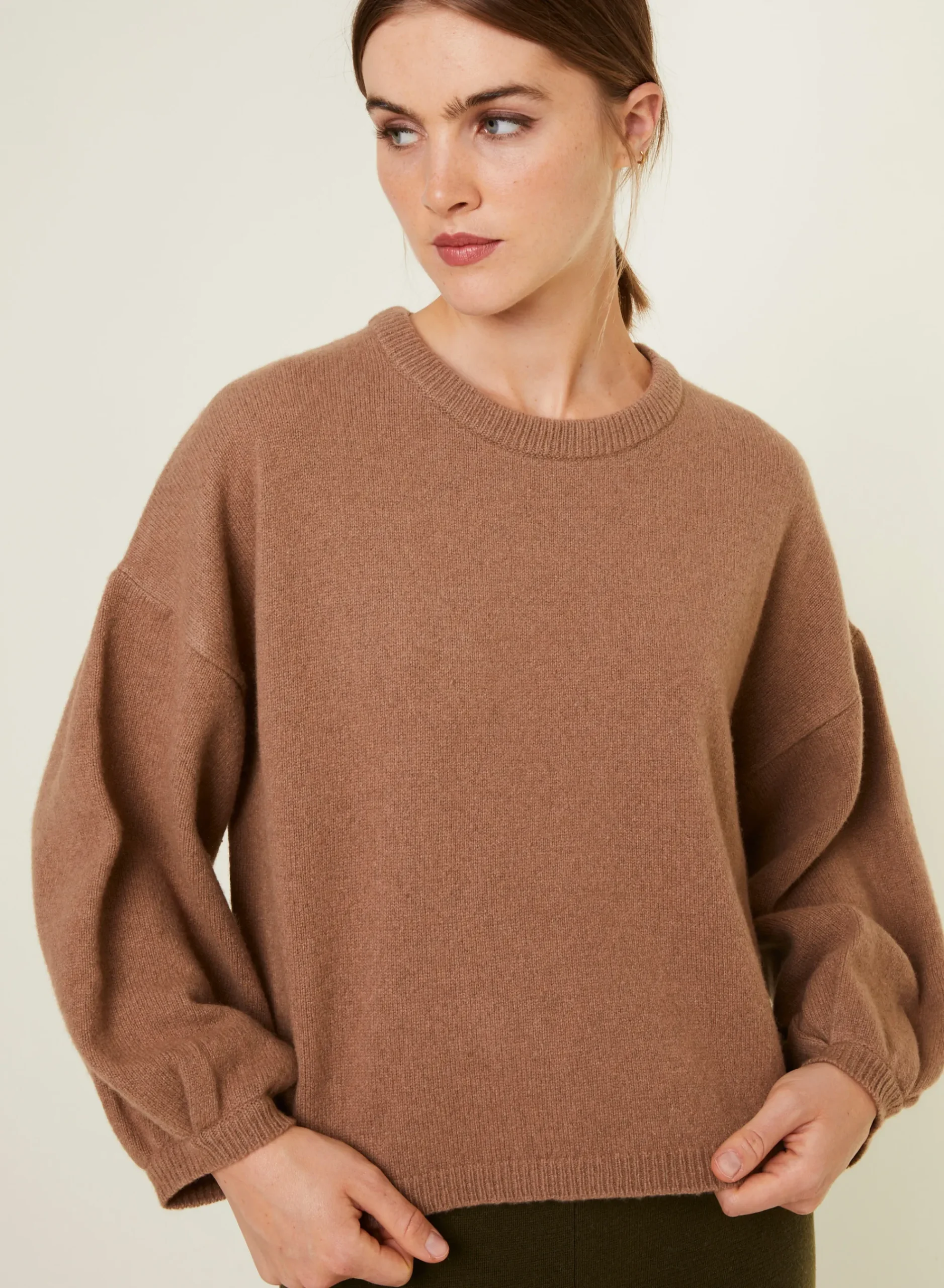 Maison Montagut Pull Col Rond Manches Ballon En Cachemire Melange - Lamara>Femme Pulls