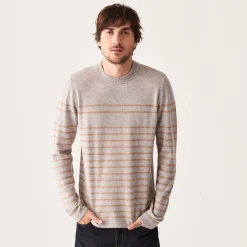 Maison Montagut Pull Col Rond Raye En Cachemire - Auguste><noscript><img width=