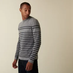 Maison Montagut Pull Col Rond Raye En Cachemire - Auguste><noscript><img width=