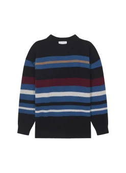 Maison Montagut Pull Col Rond Raye En Cachemire Melange - Fael>Homme Pulls
