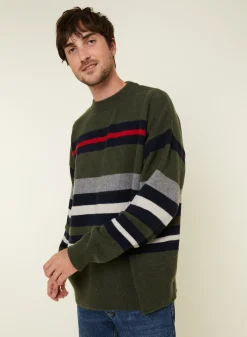 Maison Montagut Pull Col Rond Raye En Cachemire Melange - Fael><noscript><img width=