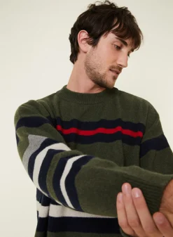 Maison Montagut Pull Col Rond Raye En Cachemire Melange - Fael><noscript><img width=