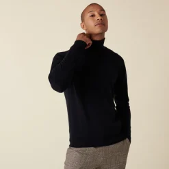 Maison Montagut Pull Col Roule Avec Logo En Laine Merinos - Enzo><noscript><img width=