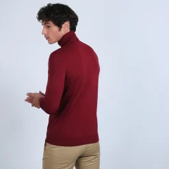 Maison Montagut Pull Col Roule En Laine Merinos - Berry><noscript><img width=