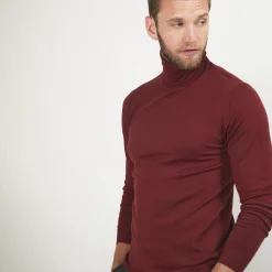 Maison Montagut Pull Col Roule En Laine Merinos - Berry><noscript><img width=