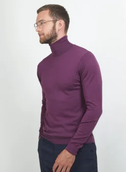 Maison Montagut Pull Col Roule En Laine Merinos - Berry><noscript><img width=