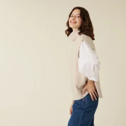 Maison Montagut Pull Col Roule Sans Manches En Cachemire Melange - Dalya><noscript><img width=