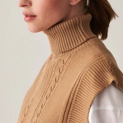 Maison Montagut Pull Col Roule Sans Manches En Laine Merinos - Claudia><noscript><img width=