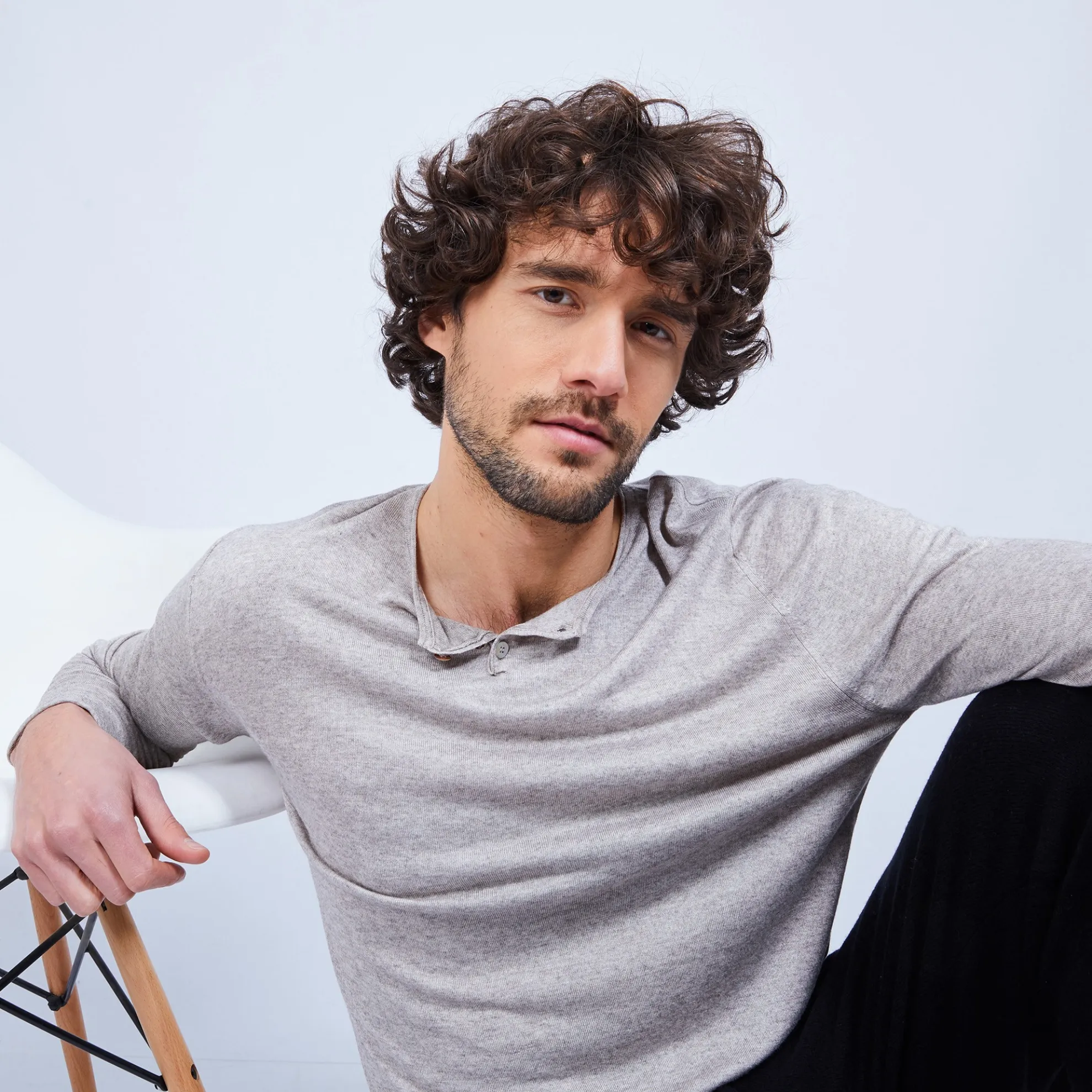 Maison Montagut Pull Col Tunisien En Bambou Cachemire - Honura>Homme Pulls