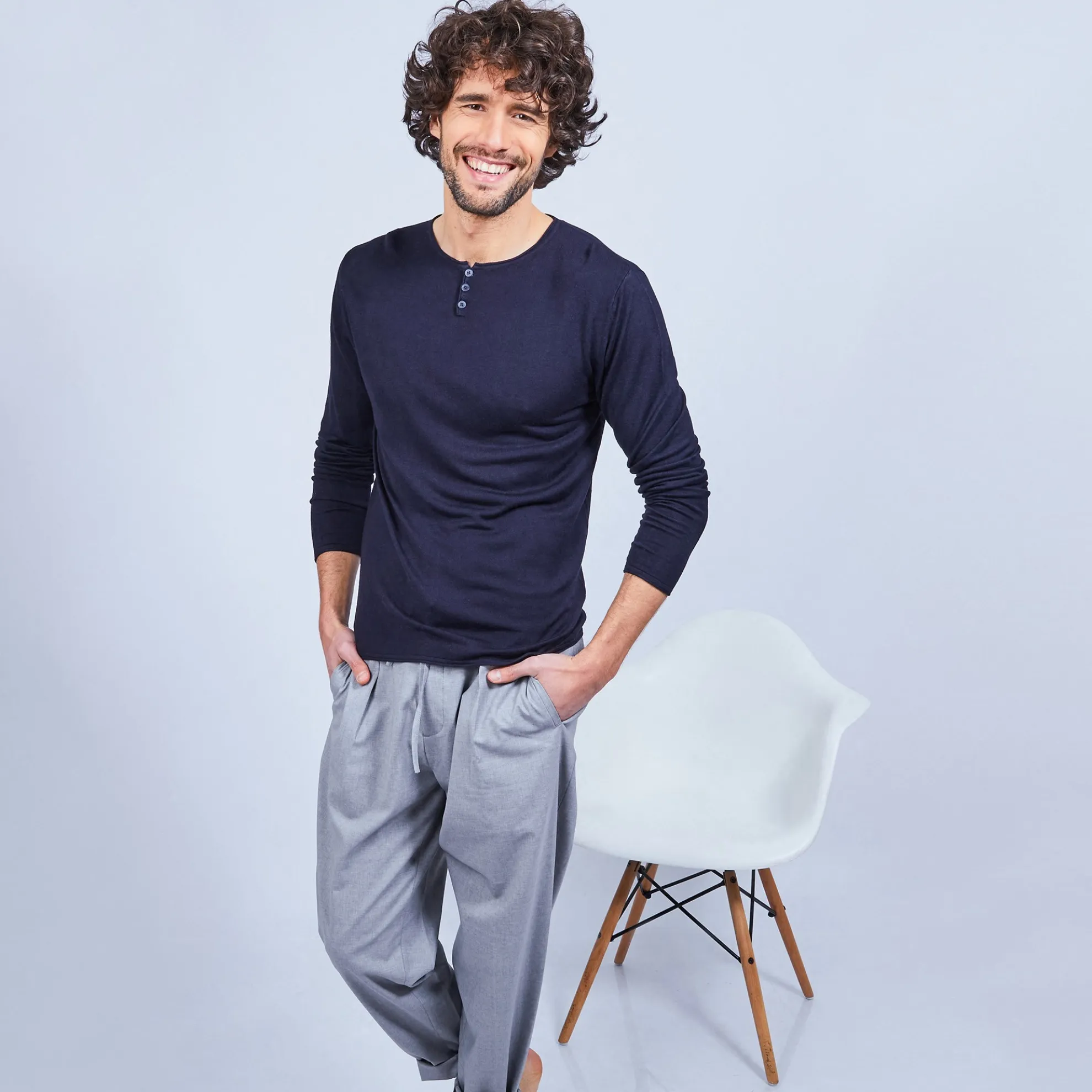Maison Montagut Pull Col Tunisien En Bambou Cachemire - Honura>Homme Pulls