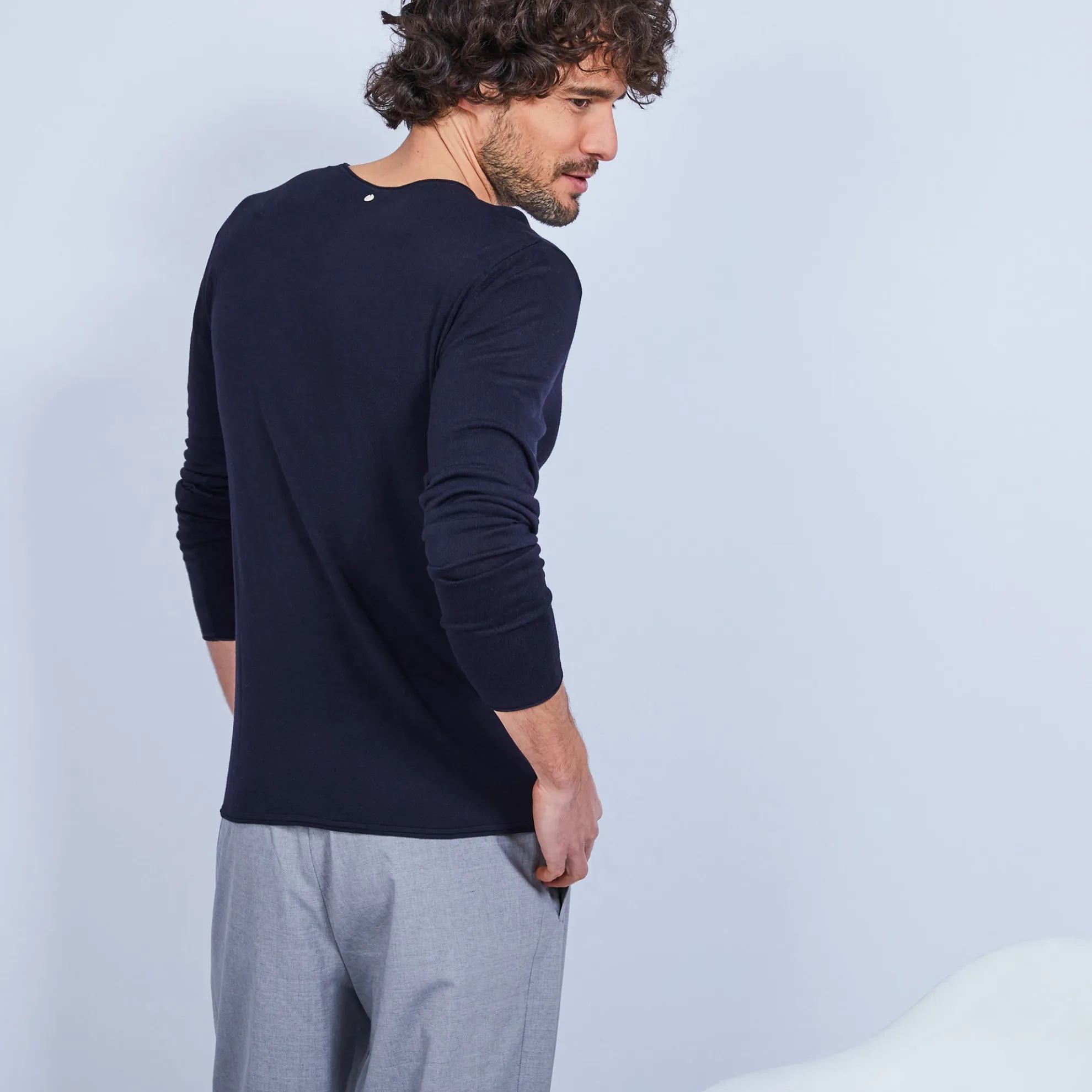 Maison Montagut Pull Col Tunisien En Bambou Cachemire - Honura>Homme Pulls