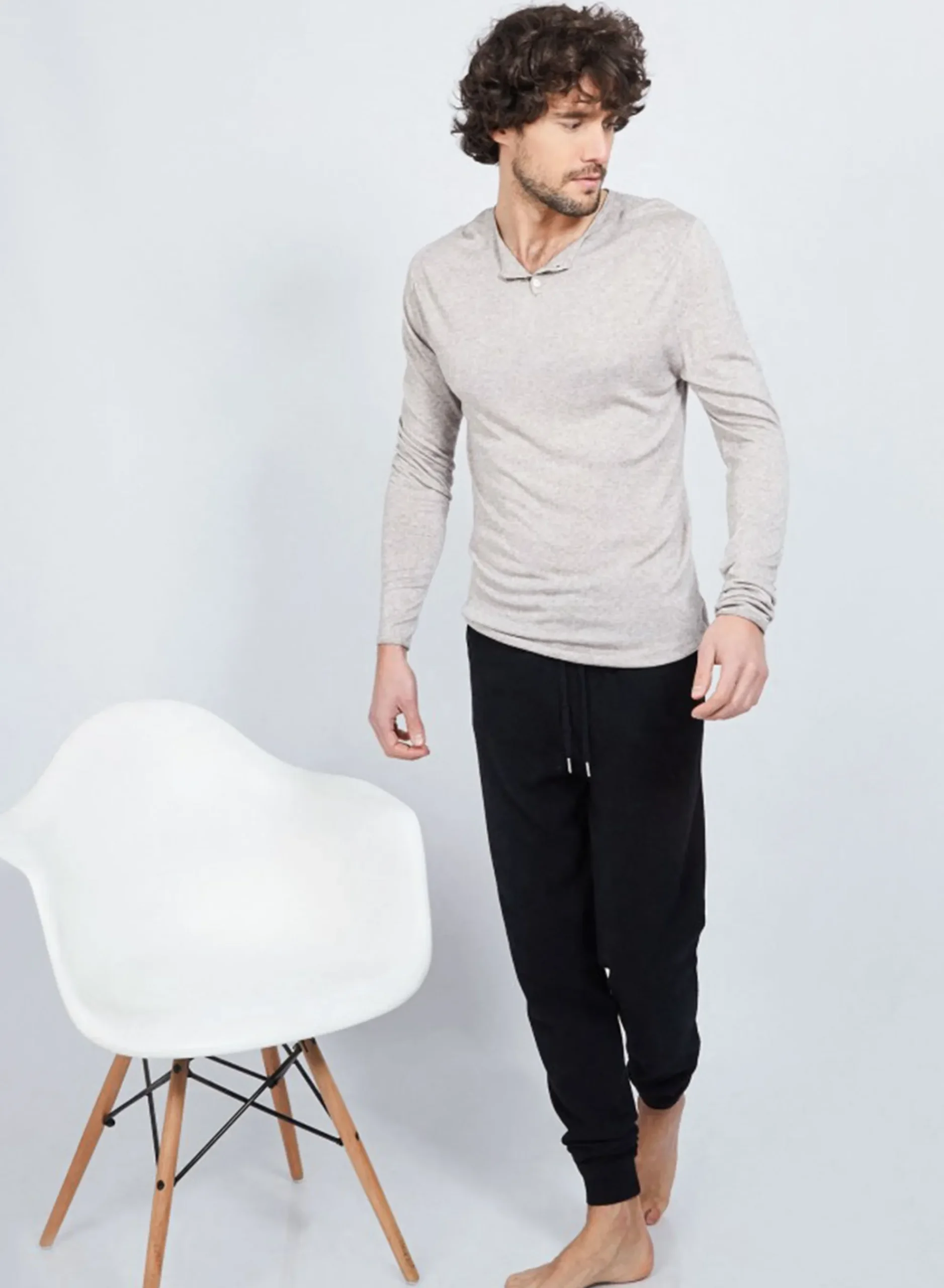 Maison Montagut Pull Col Tunisien En Bambou Cachemire - Honura>Homme Pulls