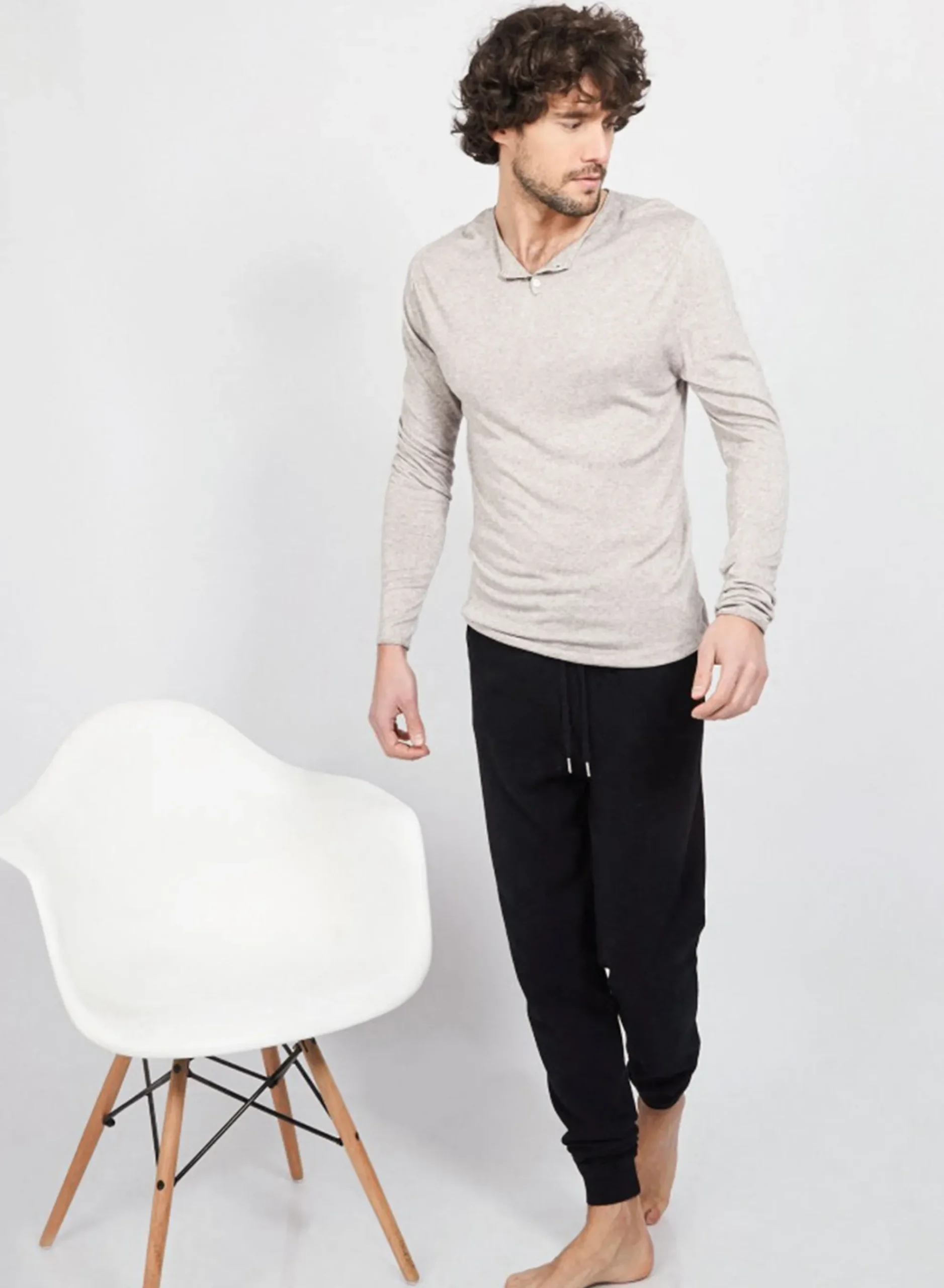 Maison Montagut Pull Col Tunisien En Bambou Cachemire - Honura>Homme Pulls