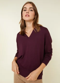 Maison Montagut Pull Col V A Fentes En Laine Merinos - Aurora>Femme Pulls