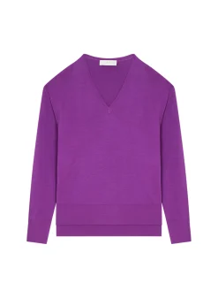 Maison Montagut Pull Col V A Fentes En Laine Merinos - Aurora><noscript><img width=