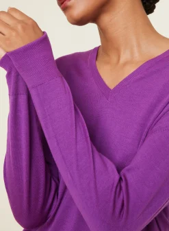 Maison Montagut Pull Col V A Fentes En Laine Merinos - Aurora><noscript><img width=