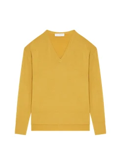 Maison Montagut Pull Col V A Fentes En Laine Merinos - Aurora><noscript><img width=