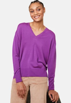 Maison Montagut Pull Col V A Fentes En Laine Merinos - Aurora><noscript><img width=