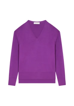 Maison Montagut Pull Col V A Fentes En Laine Merinos - Aurora><noscript><img width=