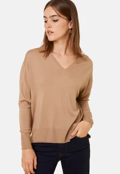 Maison Montagut Pull Col V A Fentes En Laine Merinos - Aurora><noscript><img width=