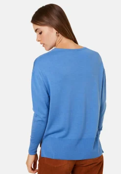 Maison Montagut Pull Col V A Fentes En Laine Merinos - Aurora><noscript><img width=