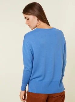 Maison Montagut Pull Col V A Fentes En Laine Merinos - Aurora><noscript><img width=