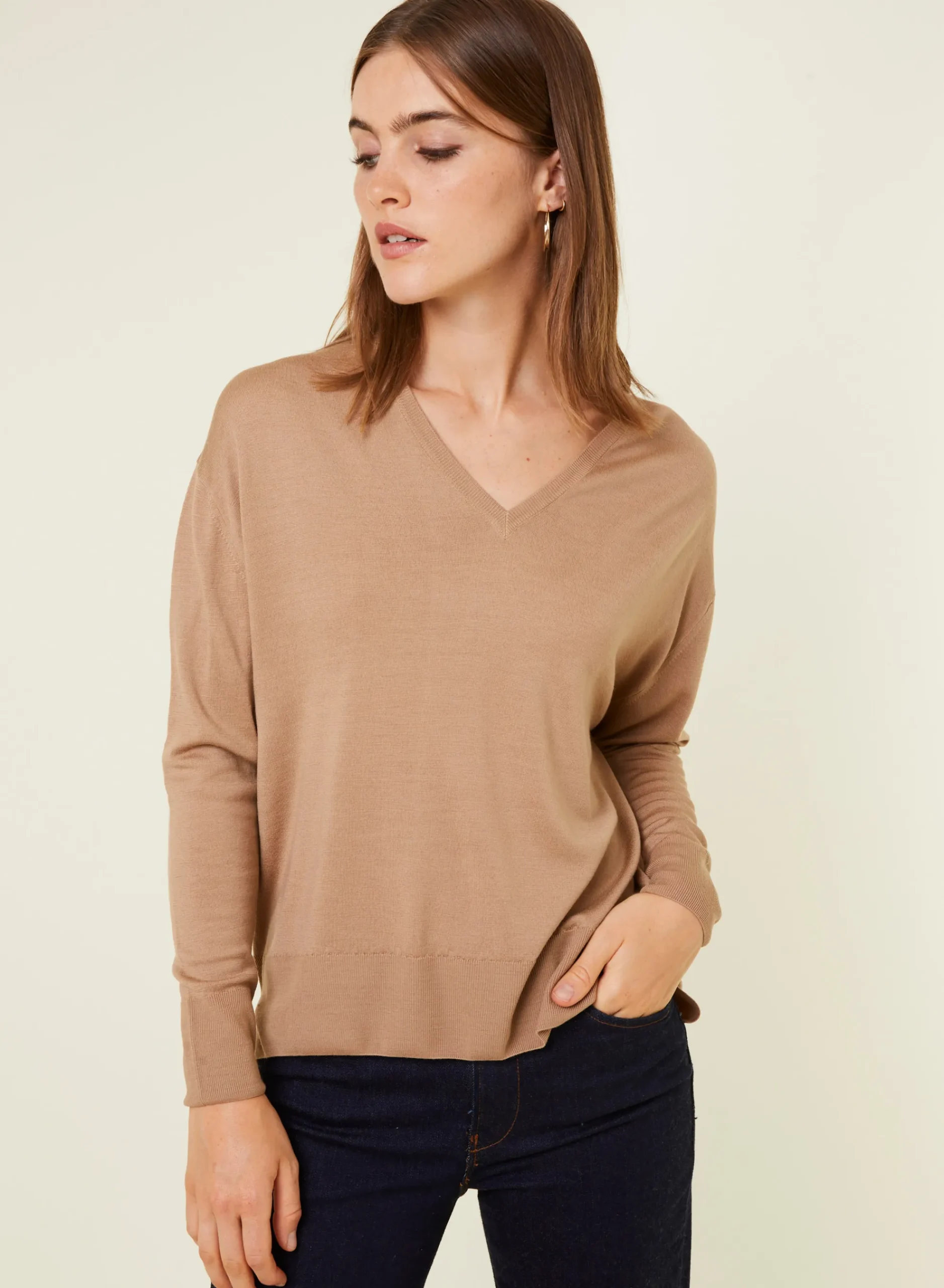 Maison Montagut Pull Col V A Fentes En Laine Merinos - Aurora>Femme Pulls