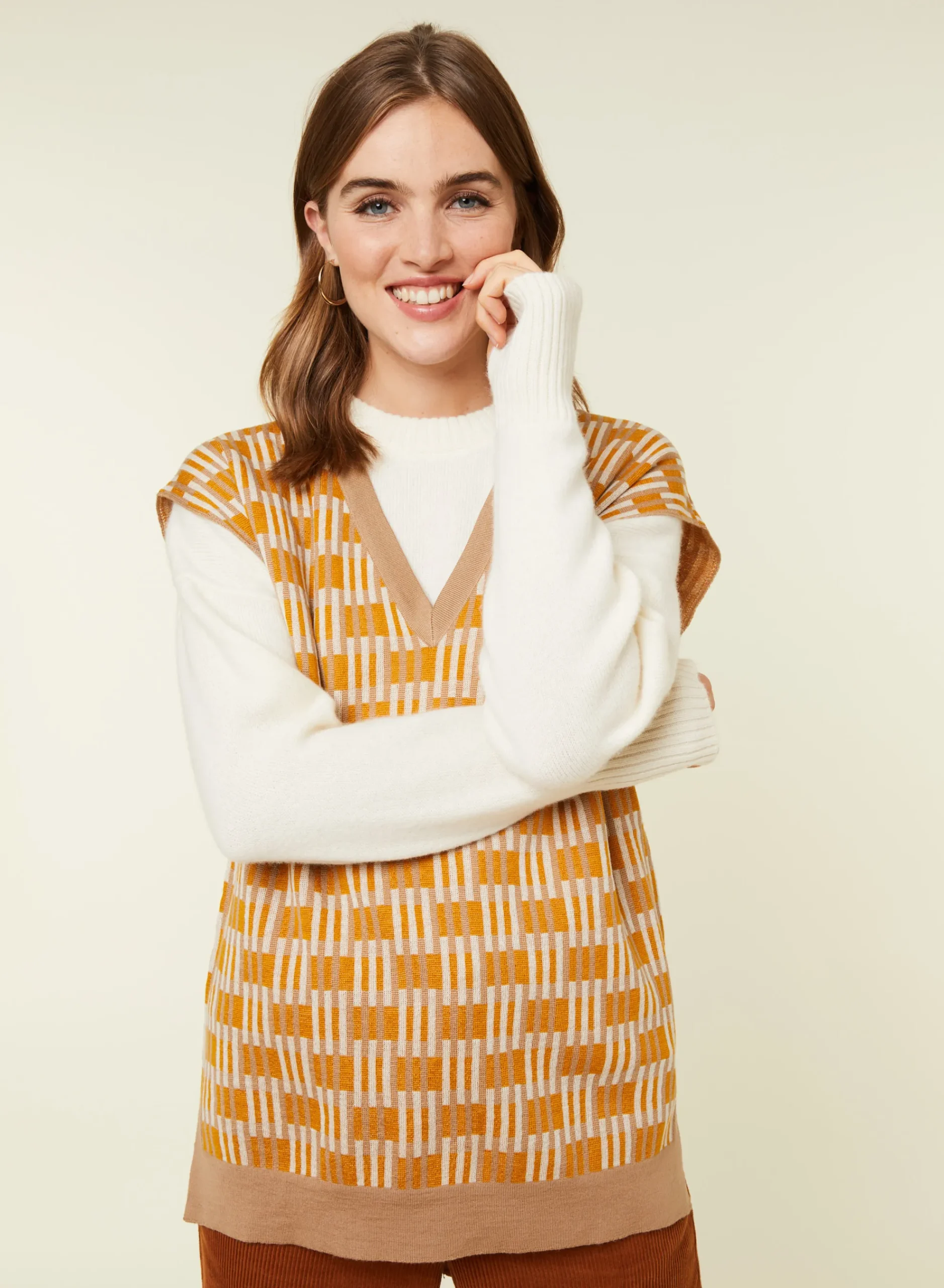 Maison Montagut Pull Col V A Motifs En Laine Merinos Sans Manches - Ganael>Femme Pulls