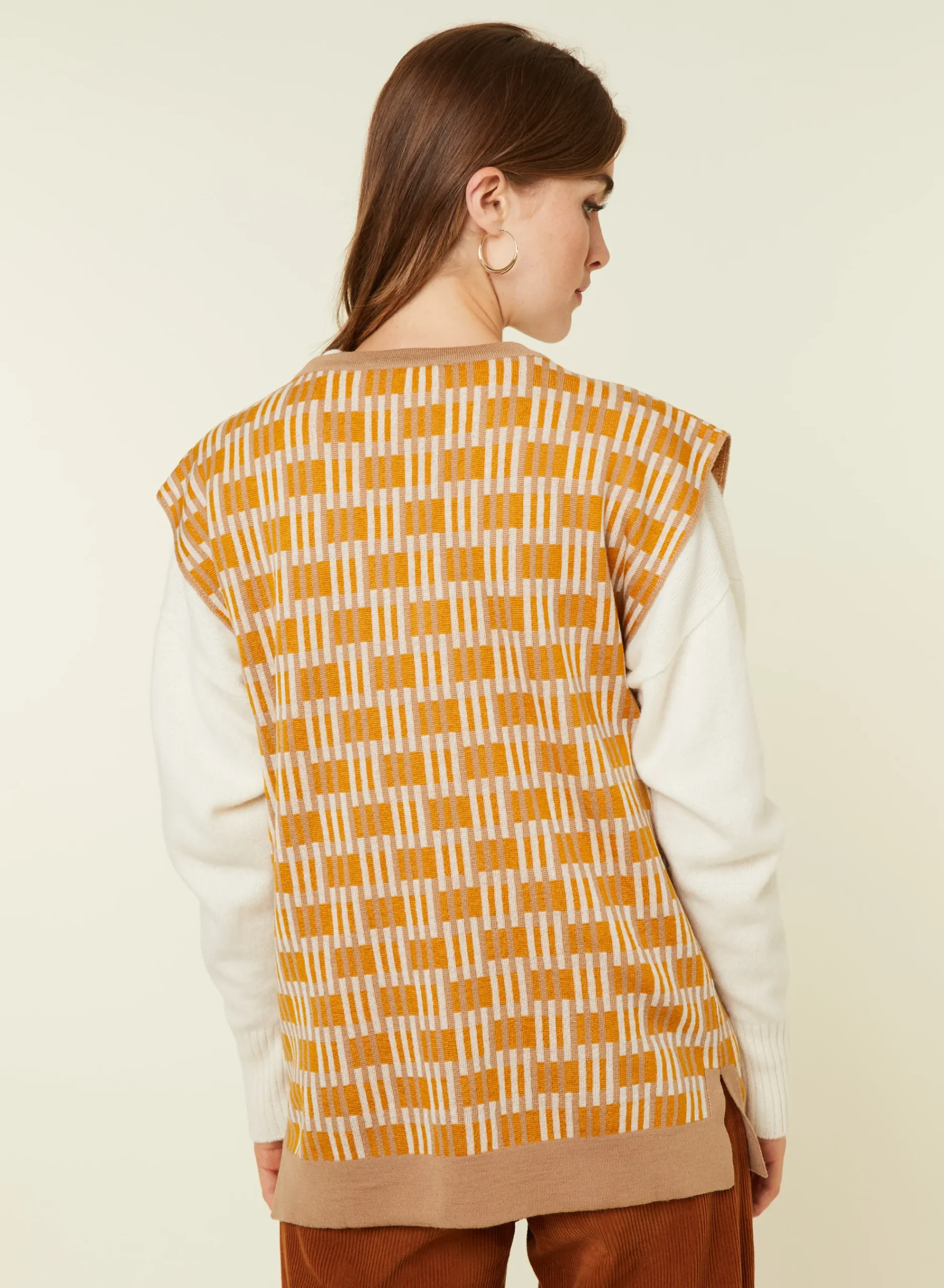 Maison Montagut Pull Col V A Motifs En Laine Merinos Sans Manches - Ganael>Femme Pulls