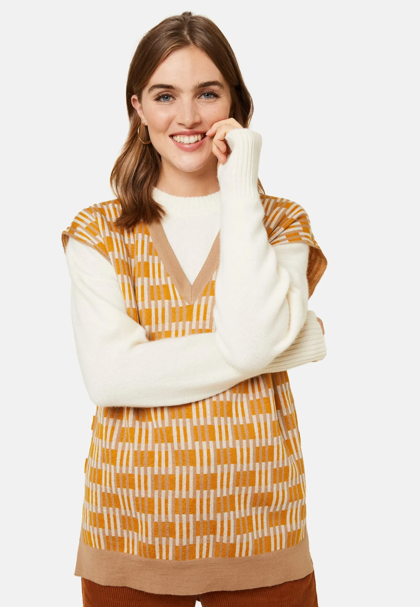 Maison Montagut Pull Col V A Motifs En Laine Merinos Sans Manches - Ganael>Femme Pulls