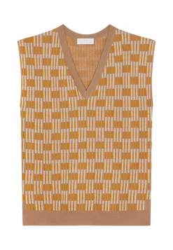 Maison Montagut Pull Col V A Motifs En Laine Merinos Sans Manches - Ganael><noscript><img width=