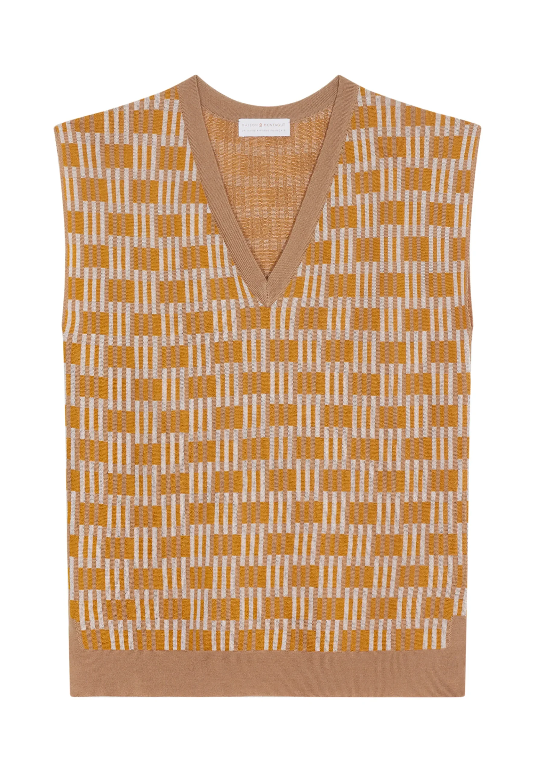 Maison Montagut Pull Col V A Motifs En Laine Merinos Sans Manches - Ganael>Femme Pulls