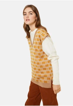 Maison Montagut Pull Col V A Motifs En Laine Merinos Sans Manches - Ganael><noscript><img width=