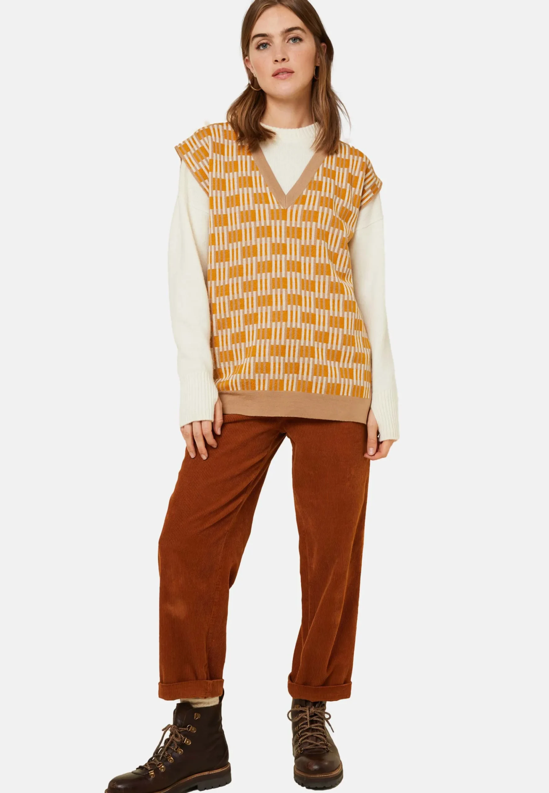 Maison Montagut Pull Col V A Motifs En Laine Merinos Sans Manches - Ganael>Femme Pulls