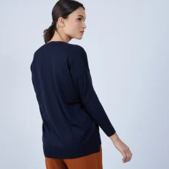 Maison Montagut Pull Col V Avec Fentes En Laine Merinos - Bernice><noscript><img width=