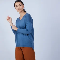 Maison Montagut Pull Col V Avec Fentes En Laine Merinos - Bernice><noscript><img width=