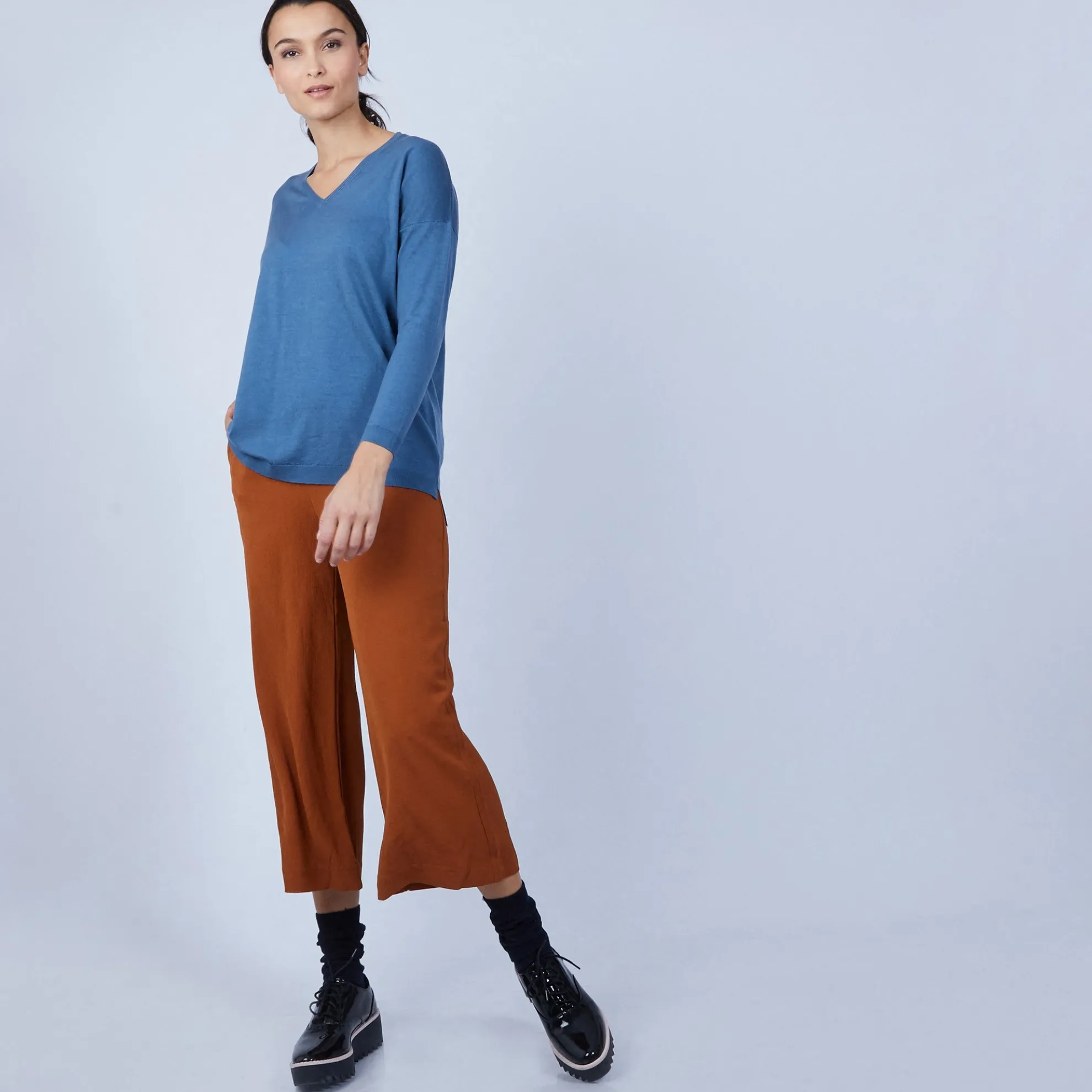 Maison Montagut Pull Col V Avec Fentes En Laine Merinos - Bernice>Femme Pulls