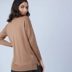 Maison Montagut Pull Col V Avec Fentes En Laine Merinos - Bernice><noscript><img width=