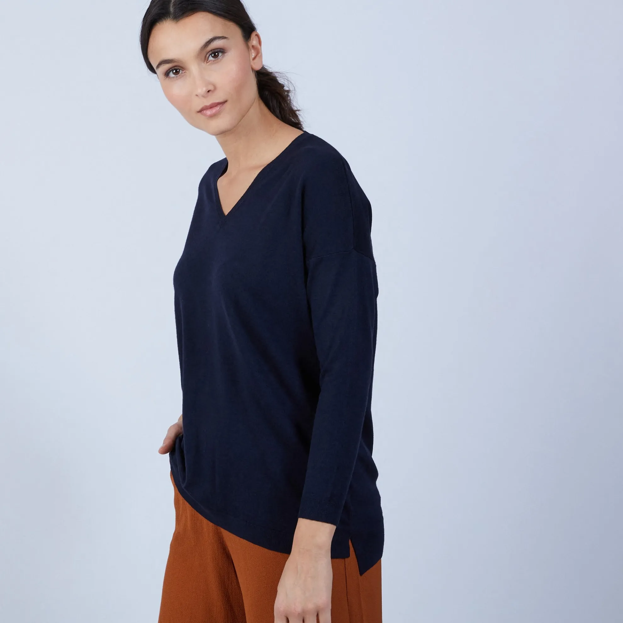 Maison Montagut Pull Col V Avec Fentes En Laine Merinos - Bernice>Femme Pulls
