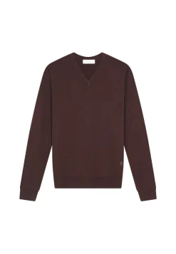 Maison Montagut Pull Col V Avec Logo En Laine Merinos - Elmo><noscript><img width=