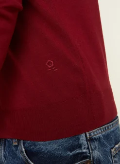 Maison Montagut Pull Col V Avec Logo En Laine Merinos - Elmo><noscript><img width=