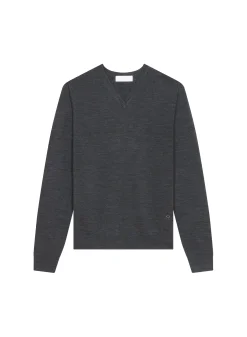 Maison Montagut Pull Col V Avec Logo En Laine Merinos - Elmo><noscript><img width=