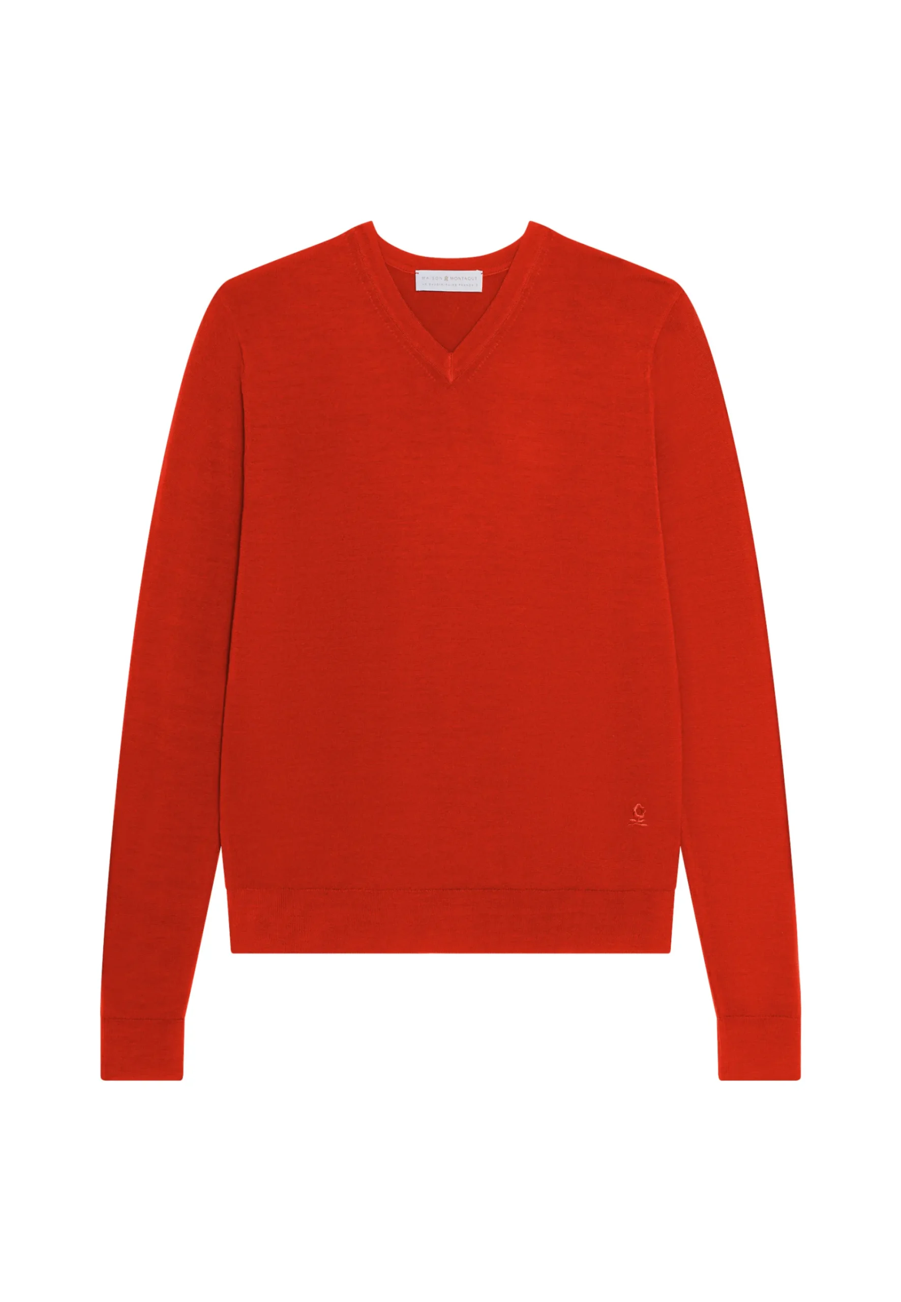 Maison Montagut Pull Col V Avec Logo En Laine Merinos - Elmo>Homme Pulls