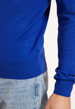 Maison Montagut Pull Col V Avec Logo En Laine Merinos - Elmo><noscript><img width=