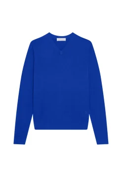 Maison Montagut Pull Col V Avec Logo En Laine Merinos - Elmo><noscript><img width=