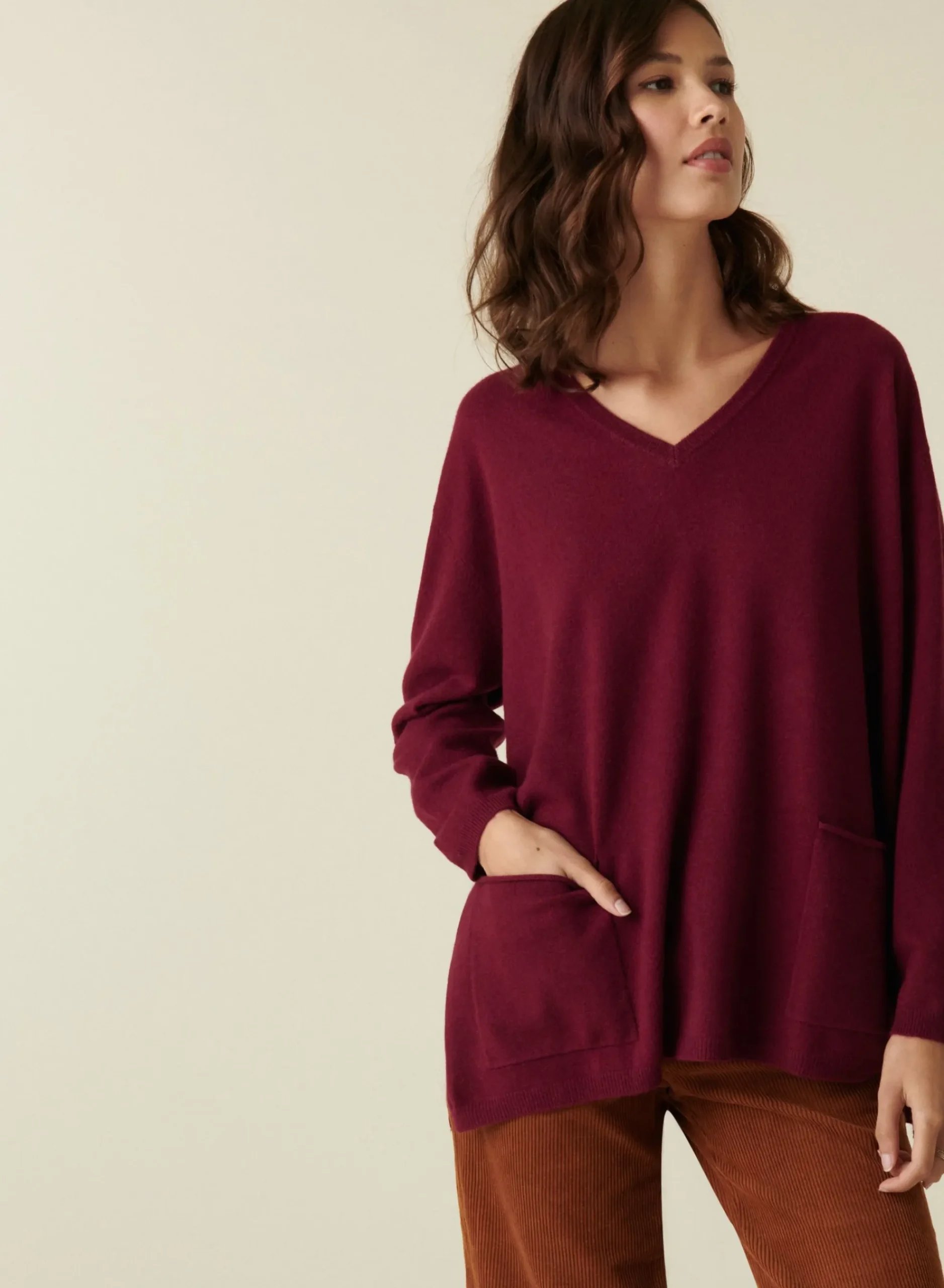 Maison Montagut Pull Col V En Cachemire A Fentes Cotes - Accacia>Femme Pulls